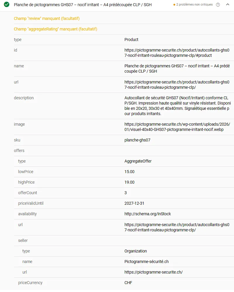 Détail du schéma Product GHS07 validé par Google pour pictogramme-securite.ch