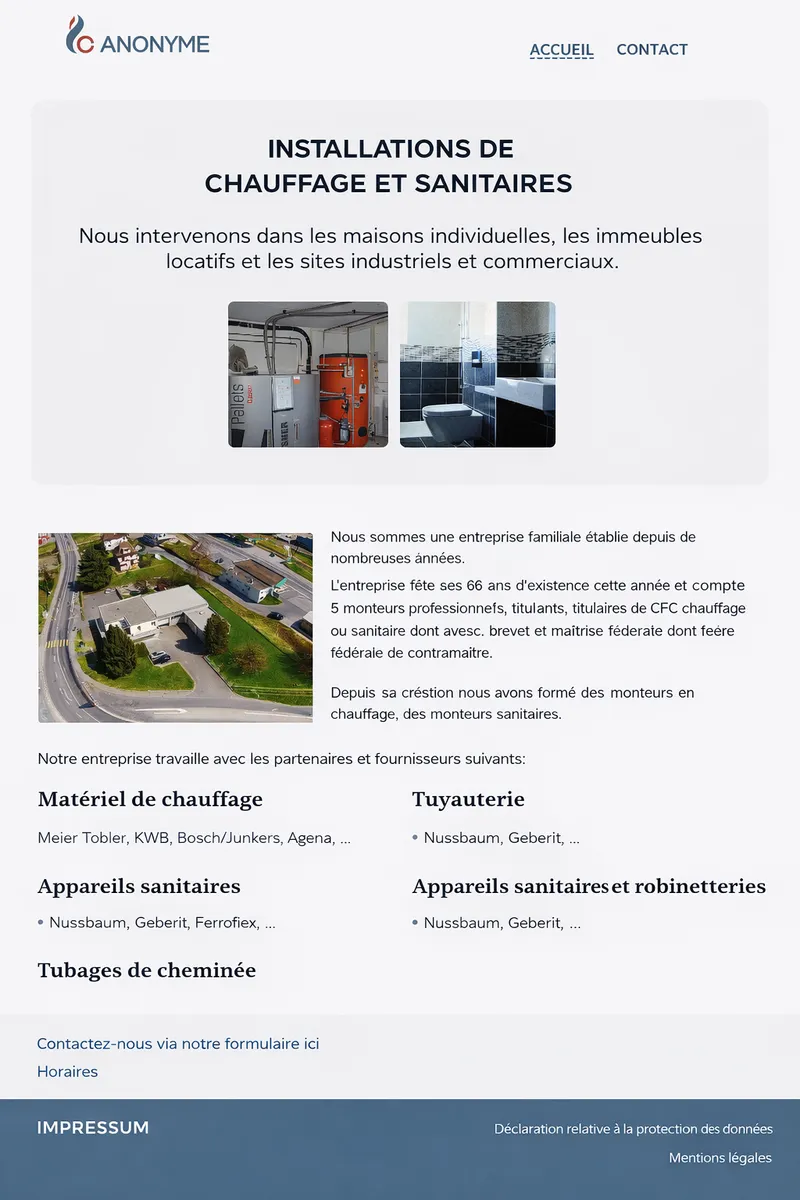 Site internet entreprise de chauffage et sanitaires réalisé via local.ch