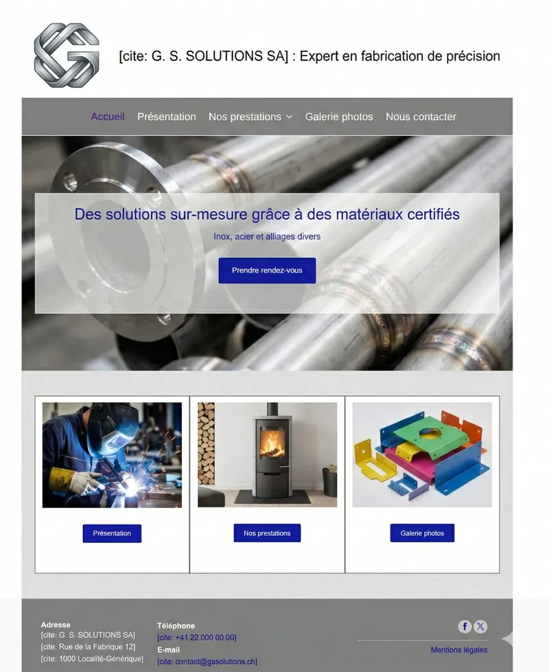 Site internet G.S. Solutions SA entreprise de métallurgie réalisé via local.ch