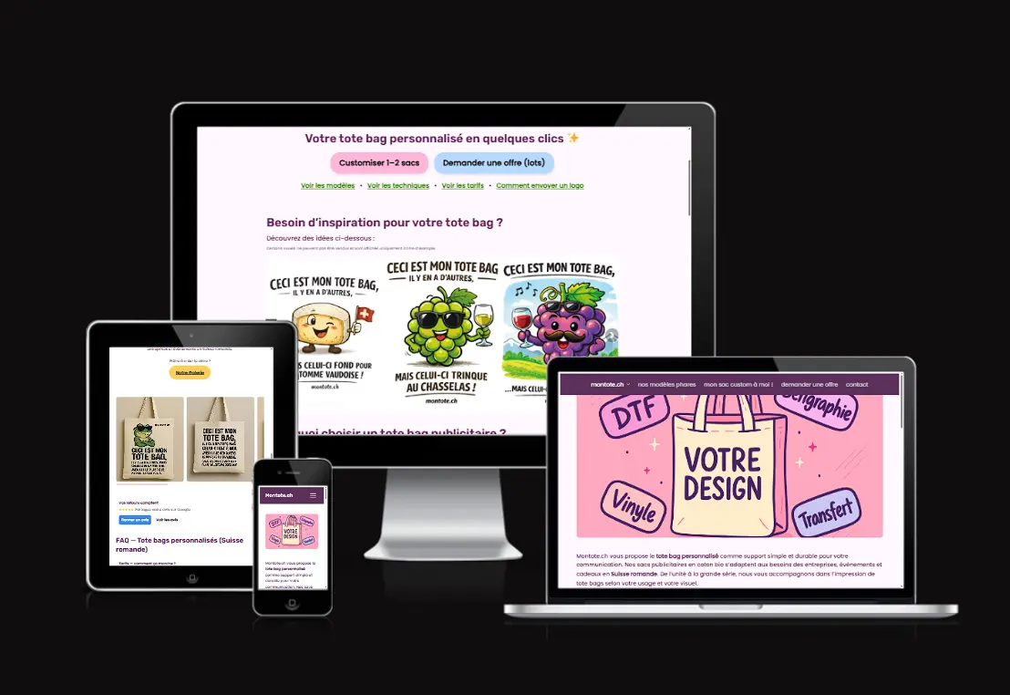 Montote.ch - Tote bags personnalisés avec designs originaux